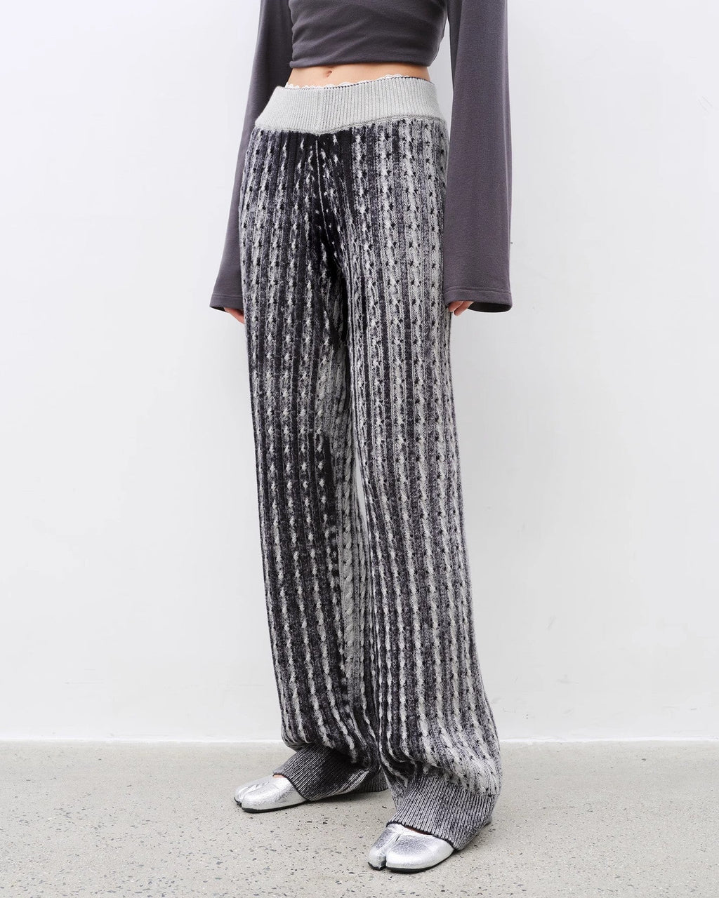 ‘Winter Date’ Knitted Straight Pants with Elastic Waistband