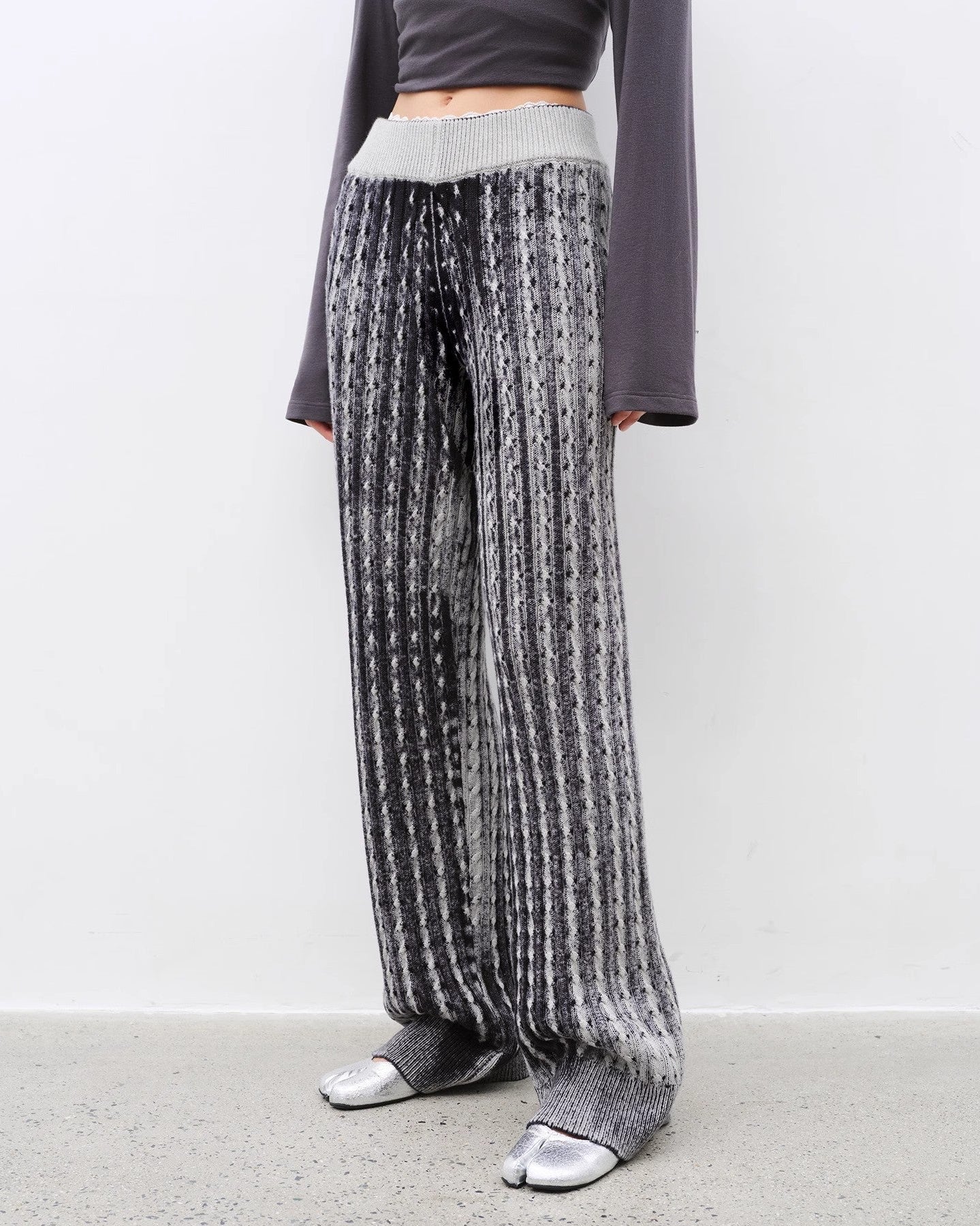 ‘Winter Date’ Knitted Straight Pants with Elastic Waistband