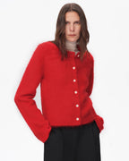 Albaca Alpaca Brushed Round Neck Straight Cardigan