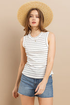 Ces Femme Striped Round Neck Tank