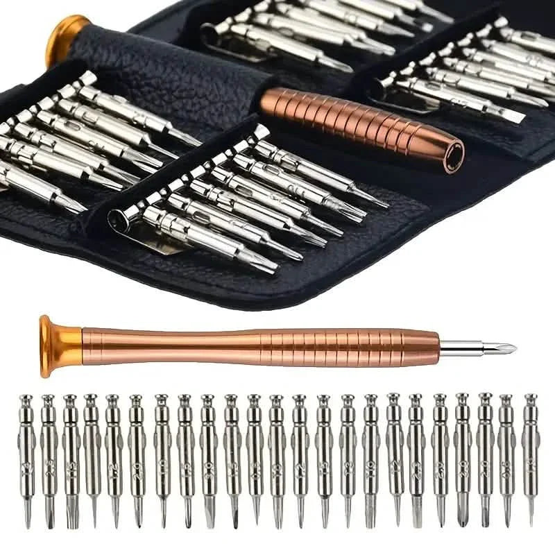 Precision Tool Repair Kit with Leather Case | 25-Piece Set