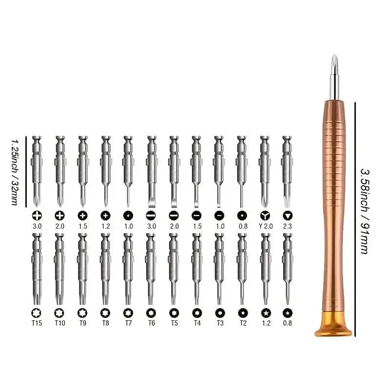 Precision Tool Repair Kit with Leather Case | 25-Piece Set