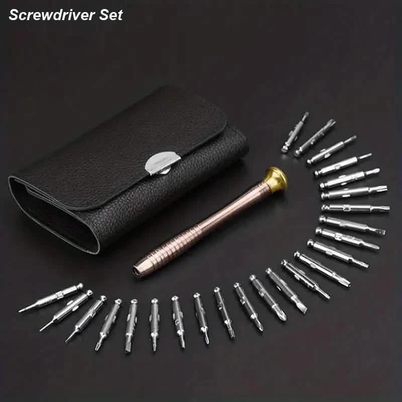 Precision Tool Repair Kit with Leather Case | 25-Piece Set