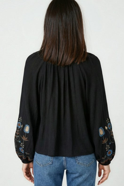 Miss Sparkling Bohemian Embroidered Floral  Blouse