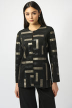 Scuba & Leatherette Collarless Jacket