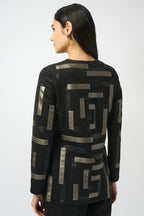 Scuba & Leatherette Collarless Jacket