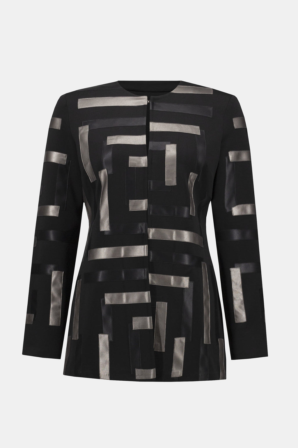 Scuba & Leatherette Collarless Jacket