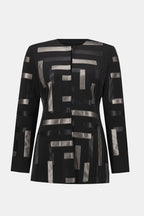Scuba & Leatherette Collarless Jacket