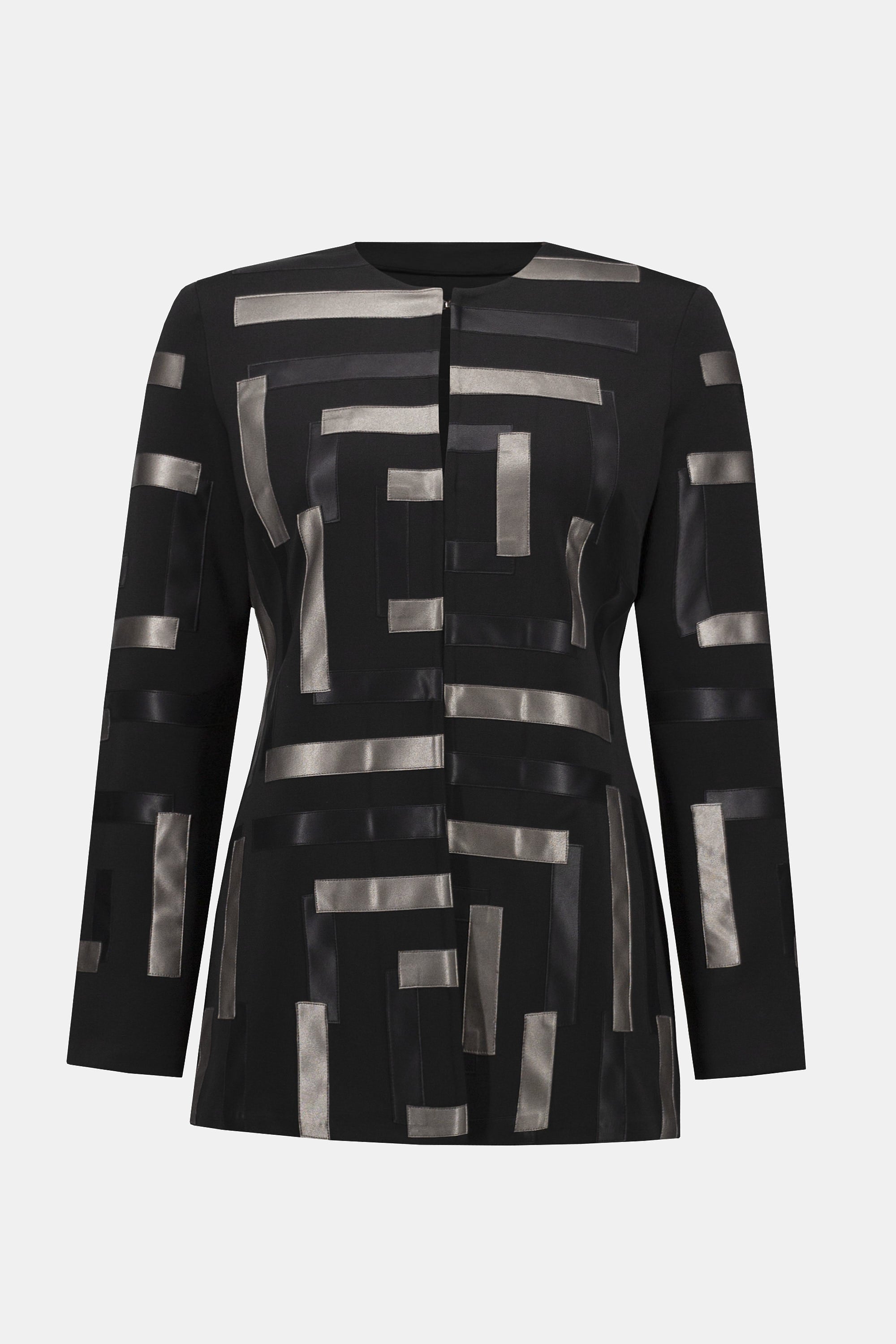 Scuba & Leatherette Collarless Jacket