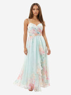 Ethereal Watercolor Floral Sweetheart Chiffon Gown