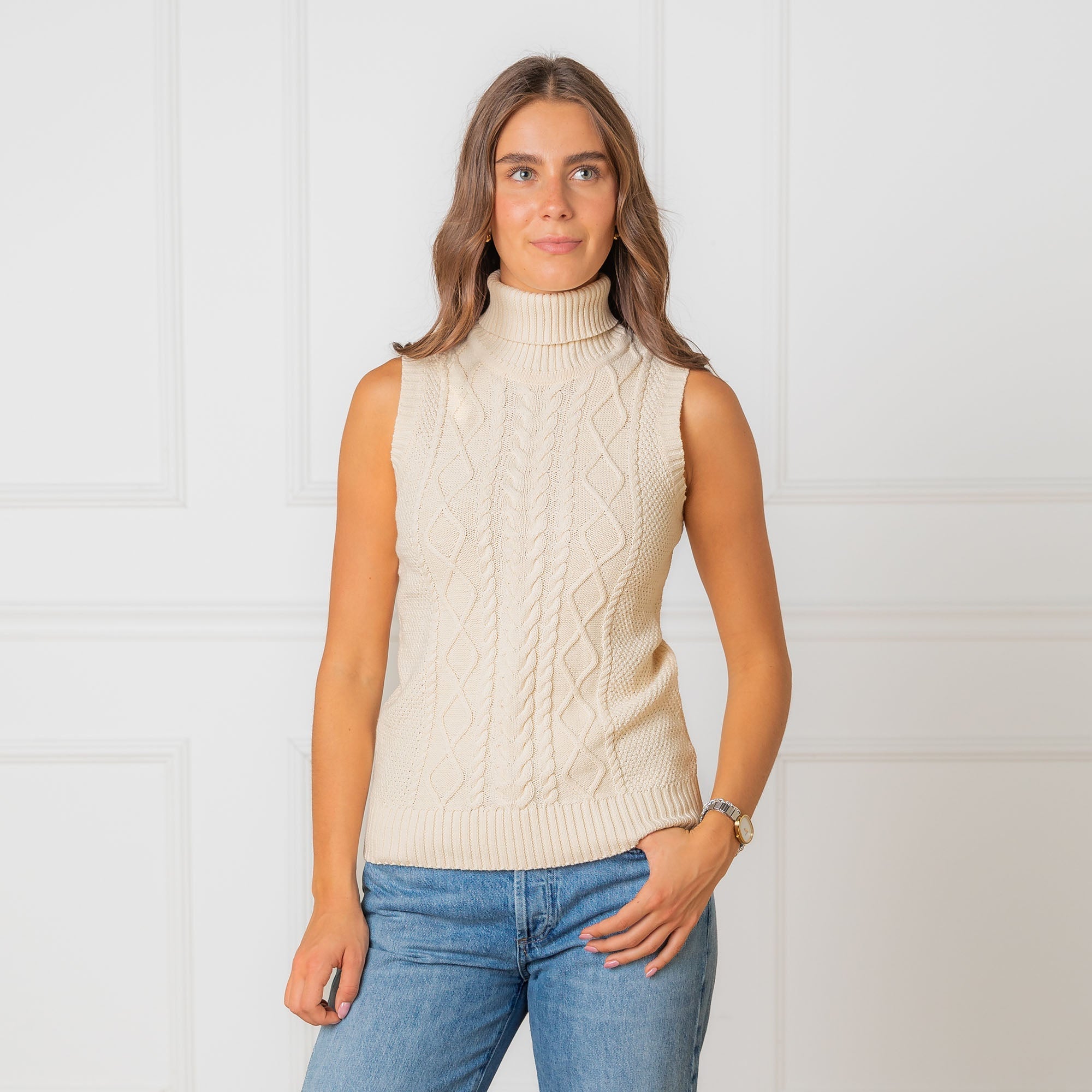 Organic Sleeveless Turtleneck | Ivory