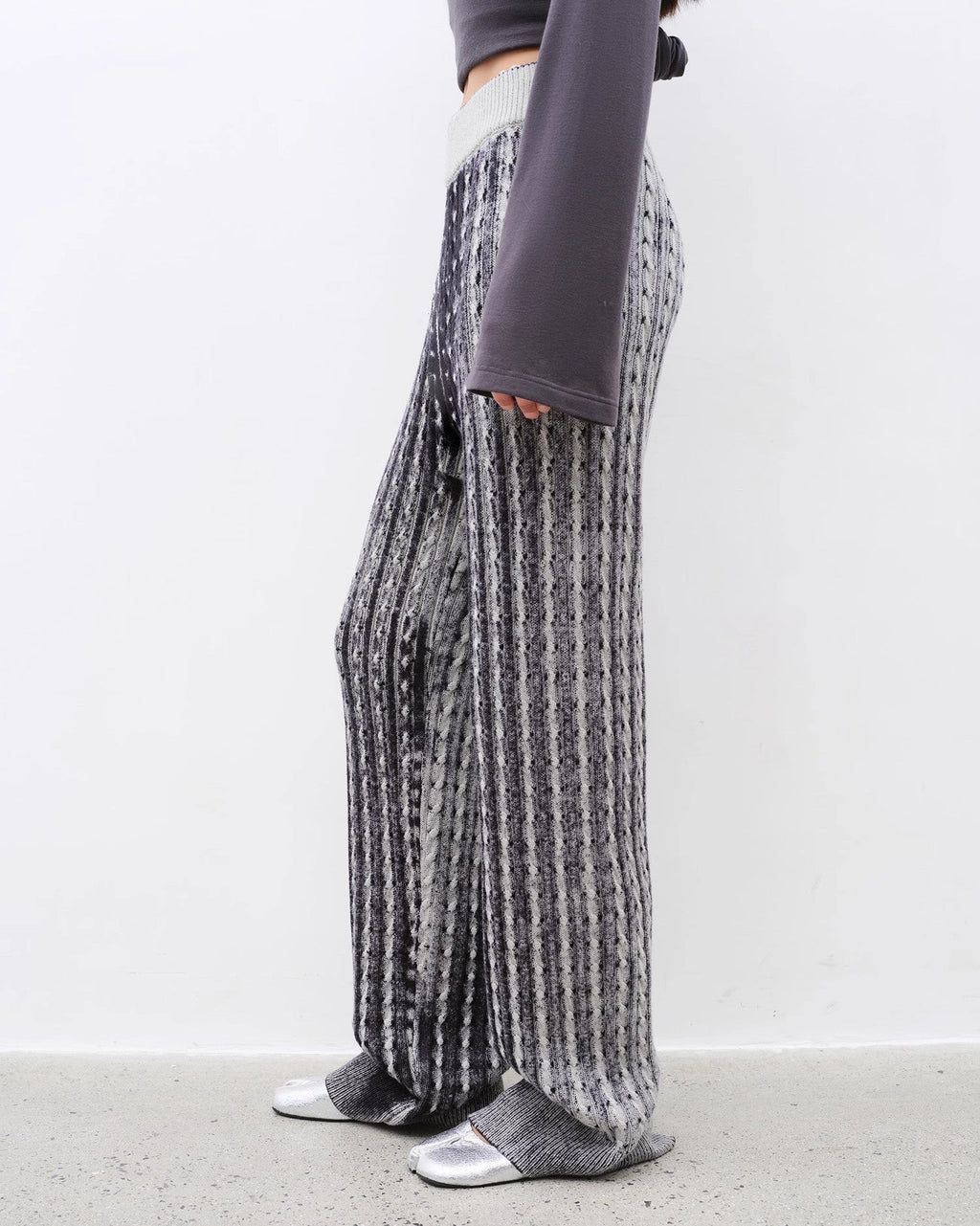 ‘Winter Date’ Knitted Straight Pants with Elastic Waistband
