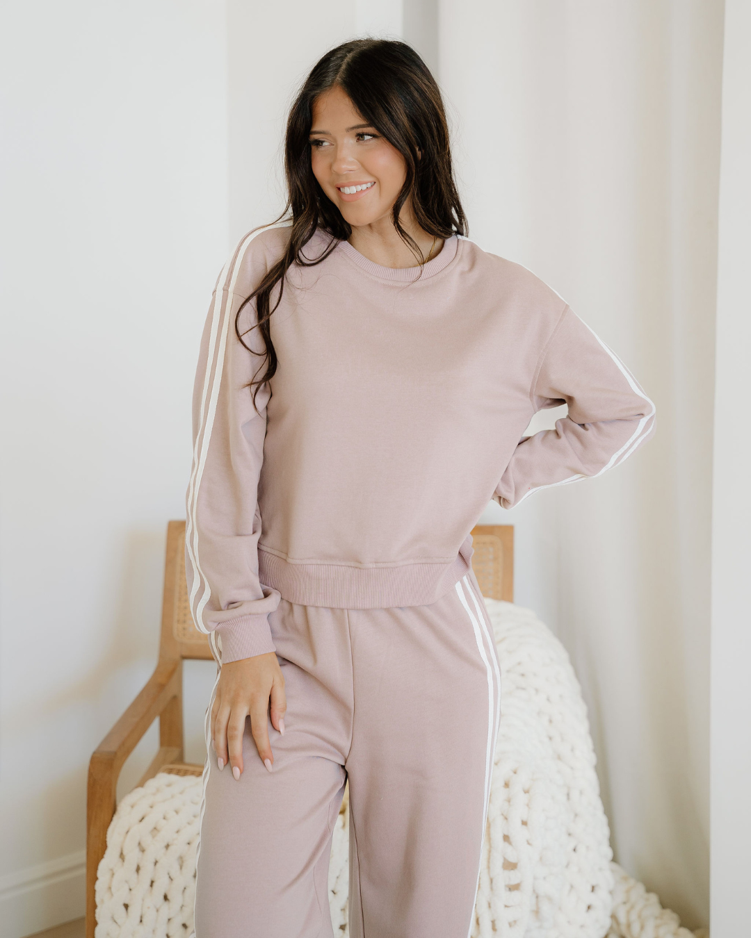 Varsity Pullover & Wide Leg Pants (2 pcs) Outfit
