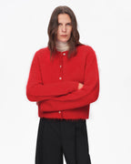 Albaca Alpaca Brushed Round Neck Straight Cardigan
