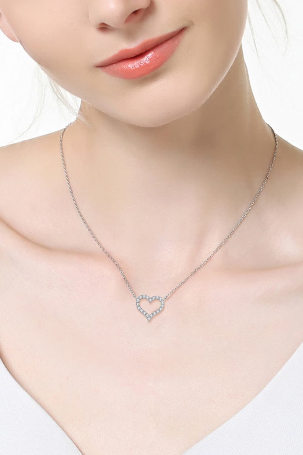 Heart Moissanite Silver Necklace