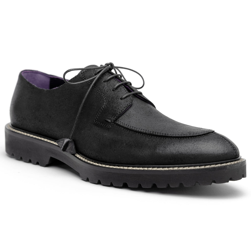 CAMPO Sueded Goatskin Lace-Up with Wax Finish | Black