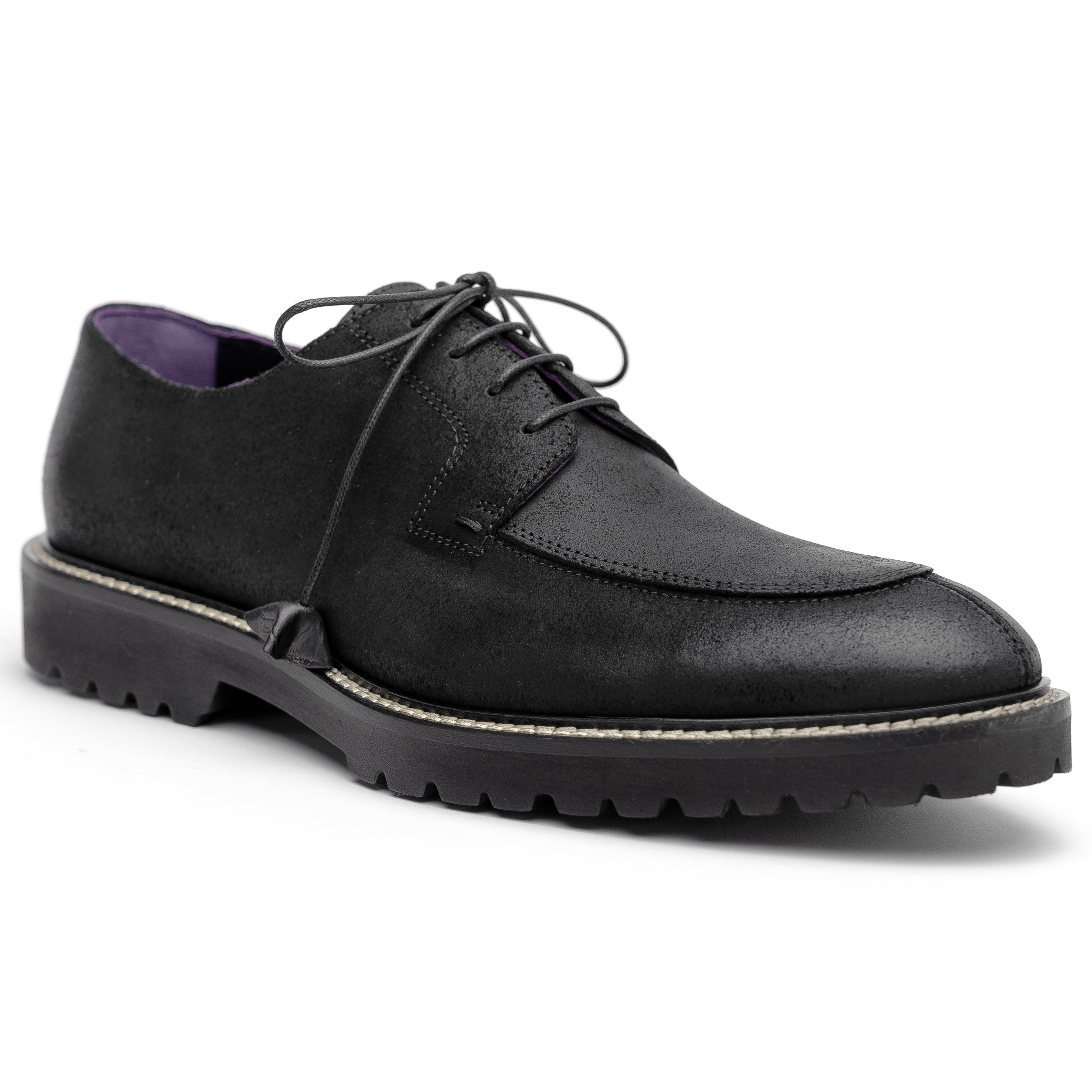CAMPO Sueded Goatskin Lace-Up with Wax Finish | Black