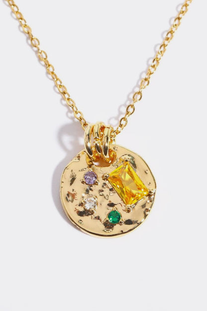 Multicolored Zircon Round Pendant Necklace