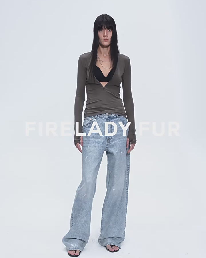 Distressed Dirty Dyed Tencel Cotton Jeans ‘Art Journey’