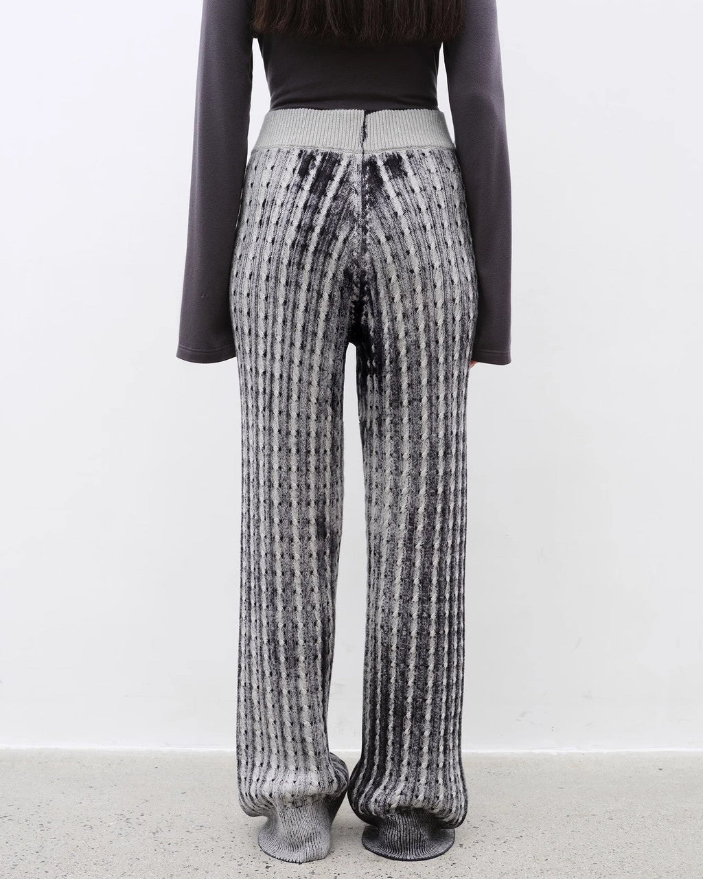 ‘Winter Date’ Knitted Straight Pants with Elastic Waistband