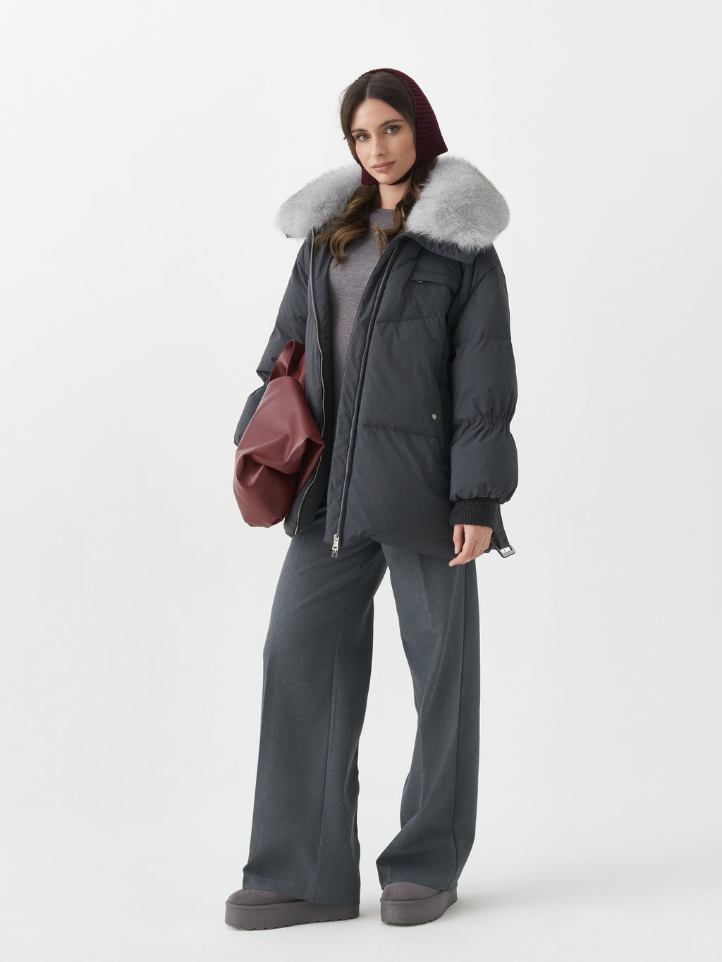 Genuine Blue Fox Down Fill Coat