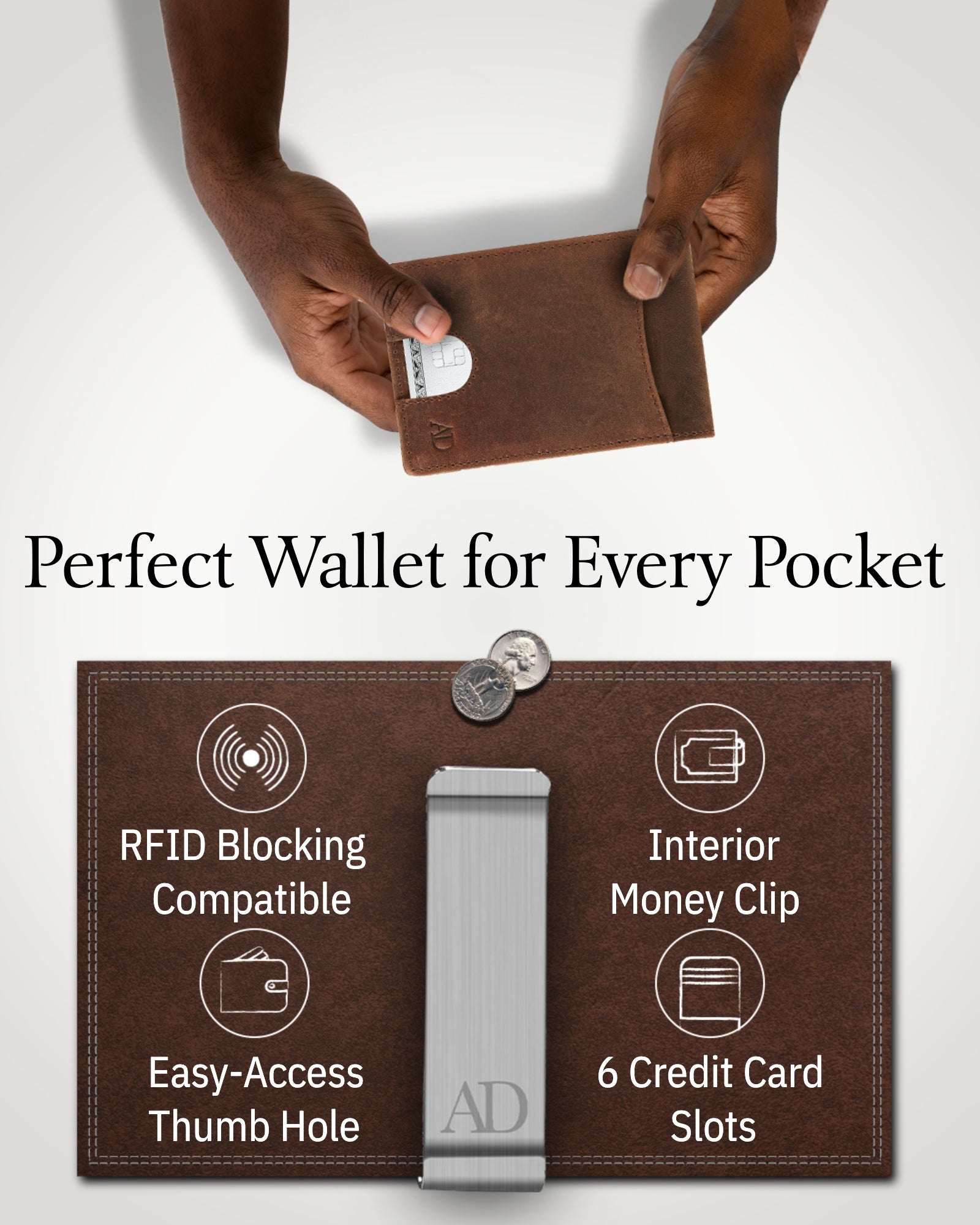 Slim Money Clip Bifold Wallet