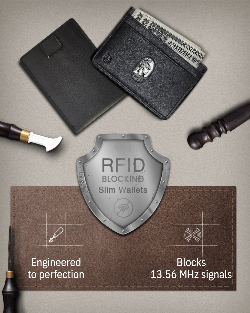Slim Bifold Wallet with Pull Strap
