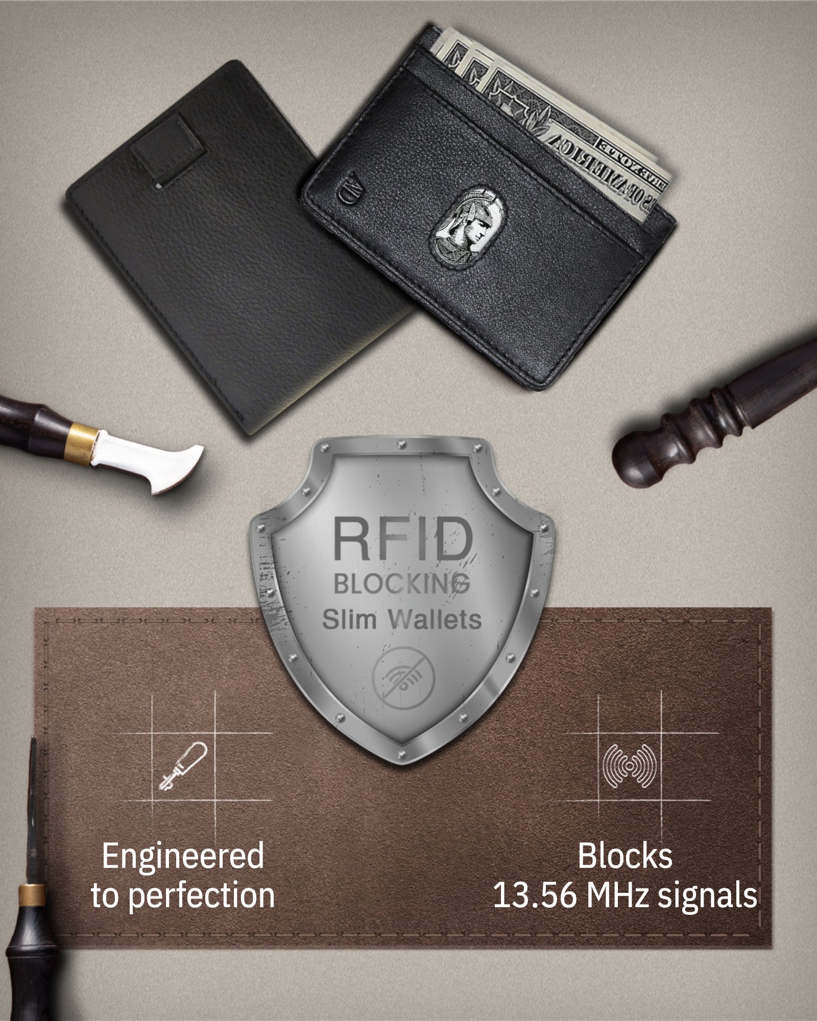 Slim Bifold Wallet with Pull Strap