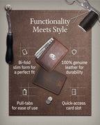 Slim Bifold Wallet with Pull Strap