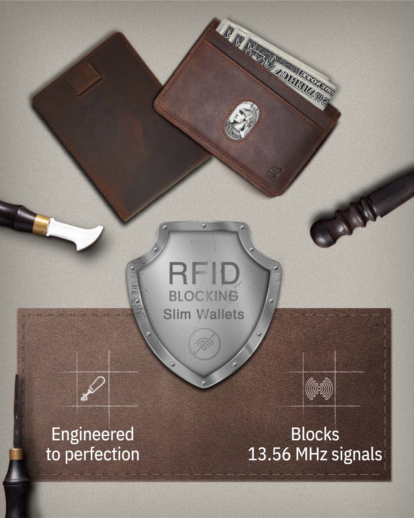 Slim Bifold Wallet with Pull Strap