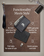 Slim Bifold Wallet with Pull Strap
