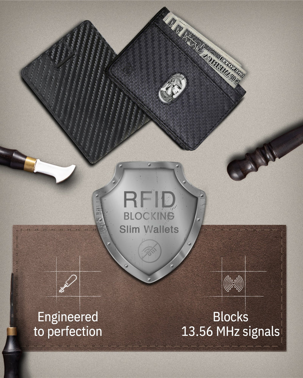 Slim Bifold Wallet with Pull Strap
