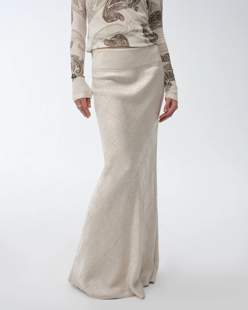 Retro Bias-Cut Linen Blended Straight Fishtail Maxi Skirt ‘Light and Breezy’