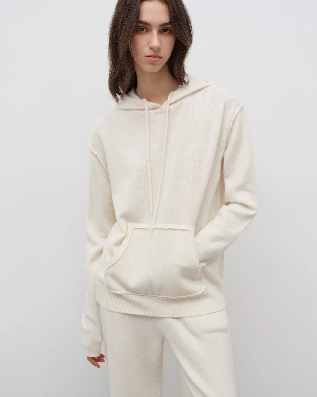 ‘Relaxed Encounter’ Wool Knit Hoodie and Straight-Leg Leisure Pants