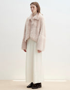 ‘Autumn Secret’ Pink Lapel Tuscan Straight Fur Sheepskin Short Jacket