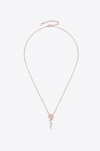 Rose Gold Flower Moissanite Silver Pendant Necklace