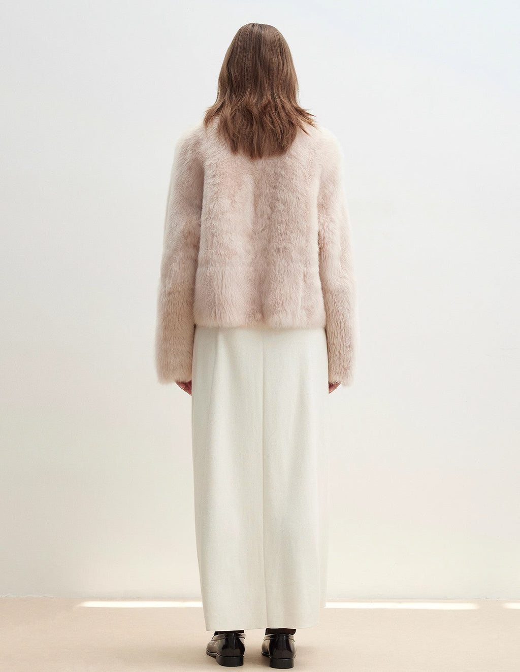 ‘Autumn Secret’ Pink Lapel Tuscan Straight Fur Sheepskin Short Jacket