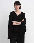 Tencel Wool V-Neck Two-Wear Elastic Hem T-Shirt