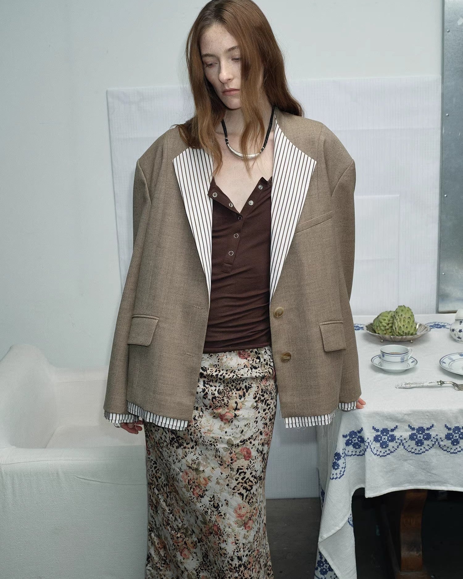 ‘London Diary’ Old Money Style Contrasting Lapel Wool Blazer