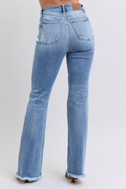 Raw Hem High Rise Bootcut Jeans