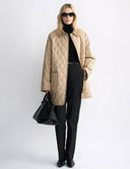 Diamond Texture Splicing Lapel 90 White Goose Down Barn Jacket