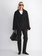 'Warm Cocoon' Italian Herringbone Wool Classic Lapel Short Coat