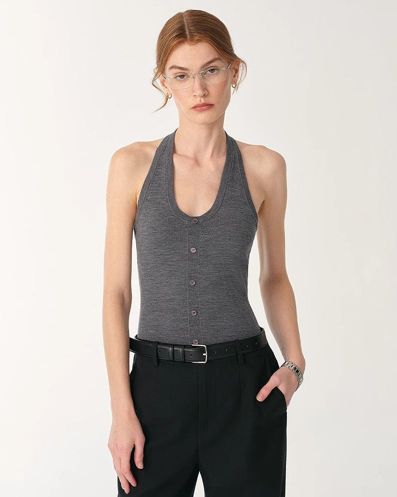 Wool All-Match Halter Neck Jumpsuit for Women