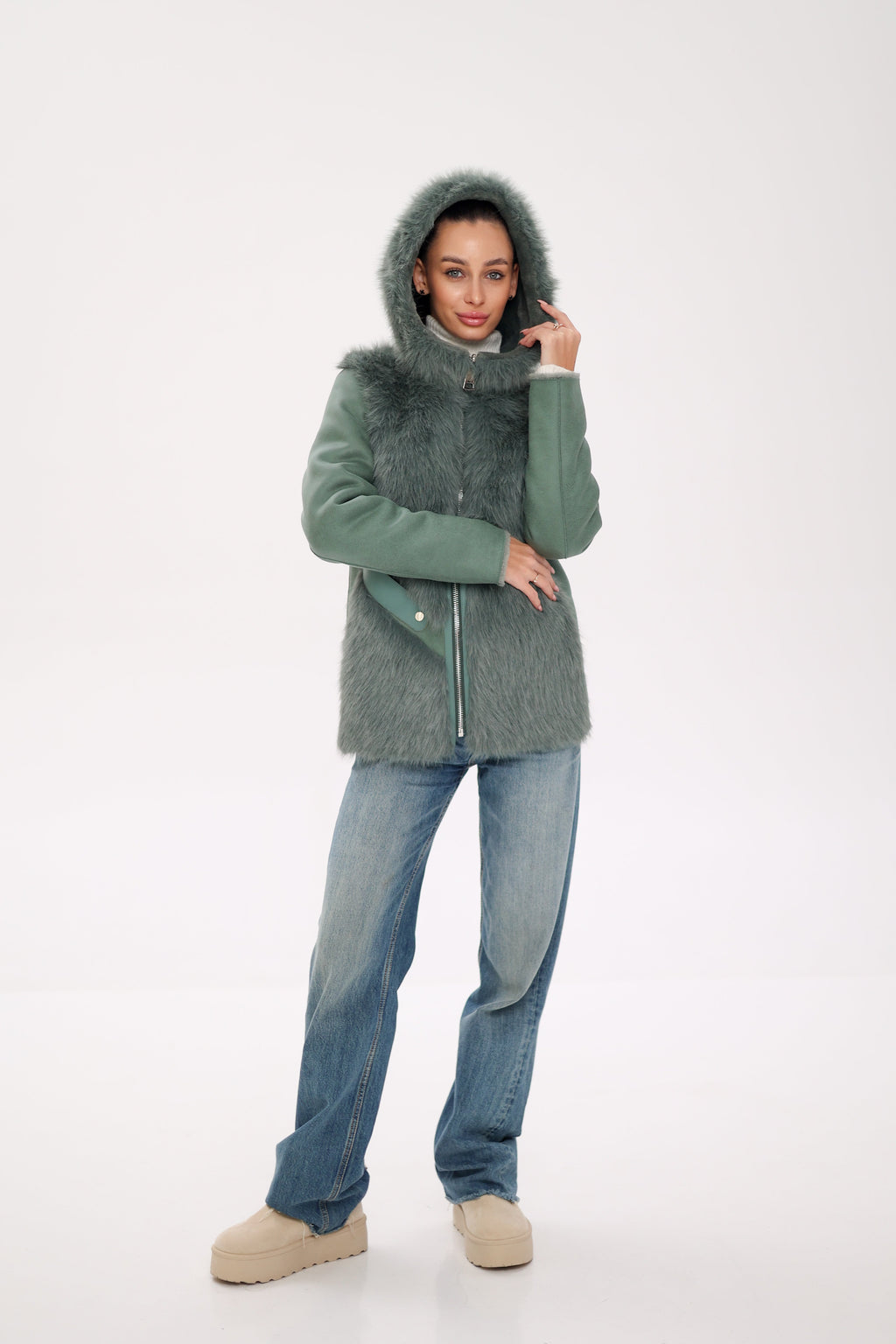 Reversible Hooded Wool Blend Jacket