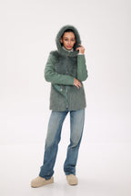 Reversible Hooded Wool Blend Jacket