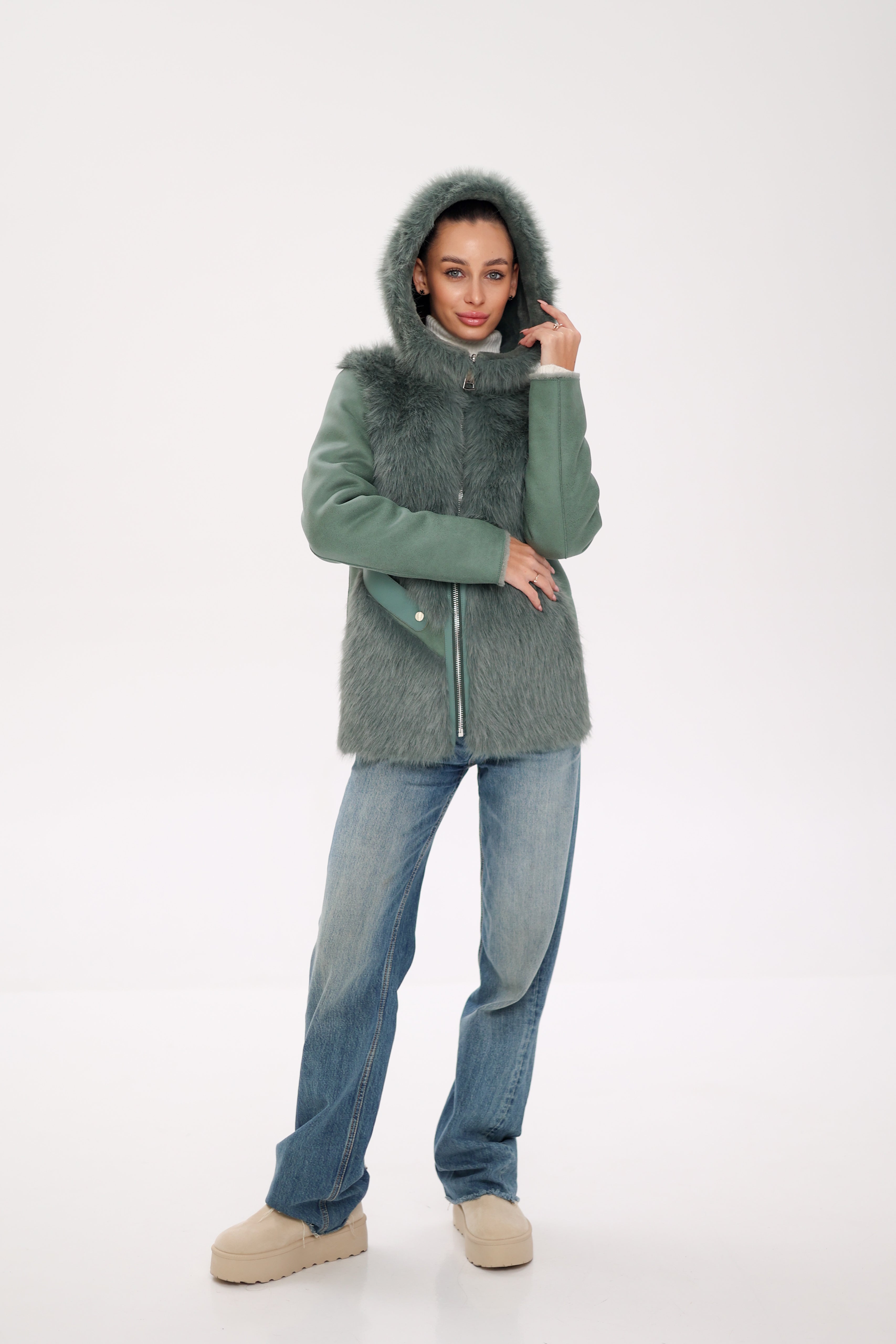 Reversible Hooded Wool Blend Jacket