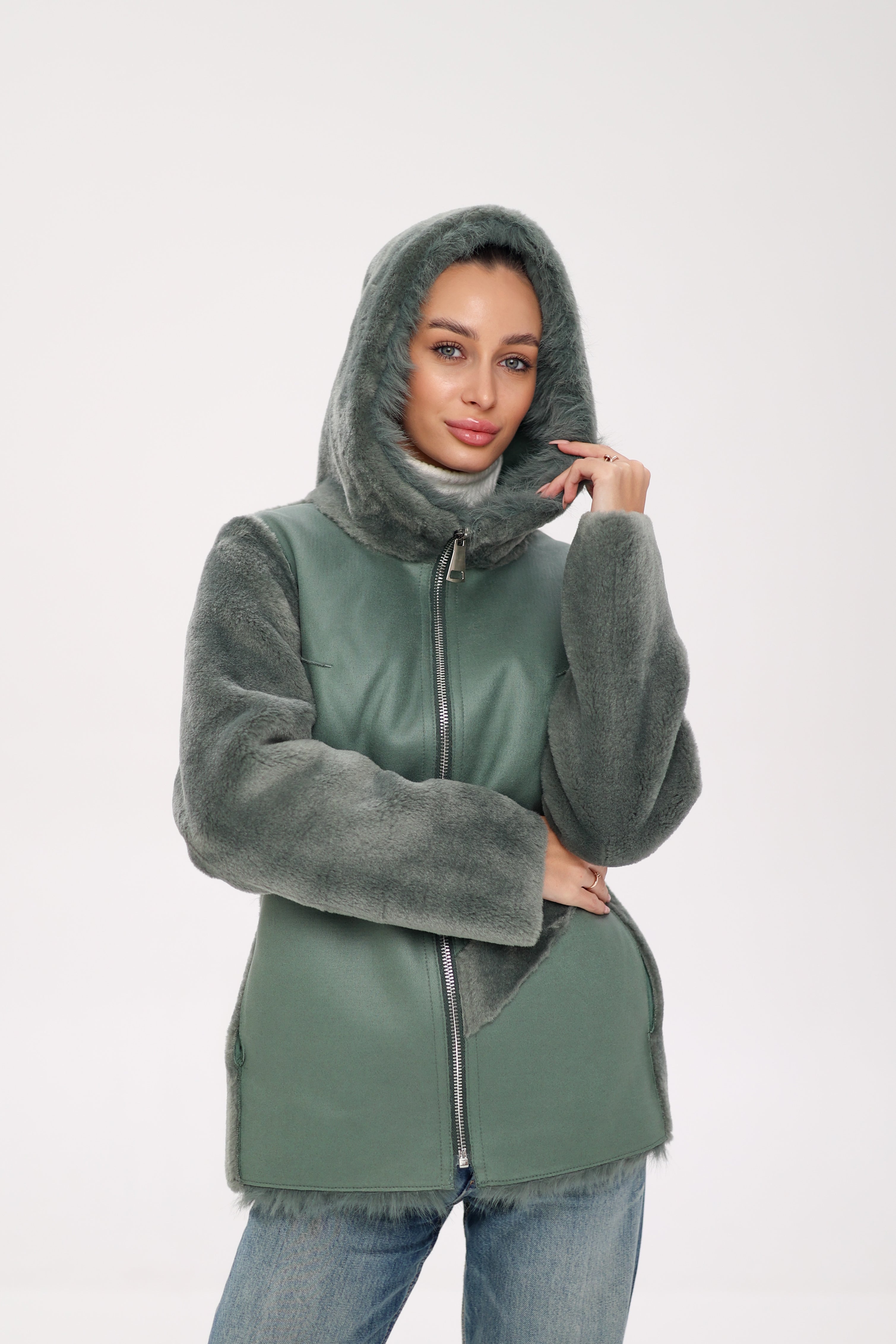 Reversible Hooded Wool Blend Jacket