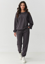 Sweatshirt with Embroidery and Sweatpants Outfit Set