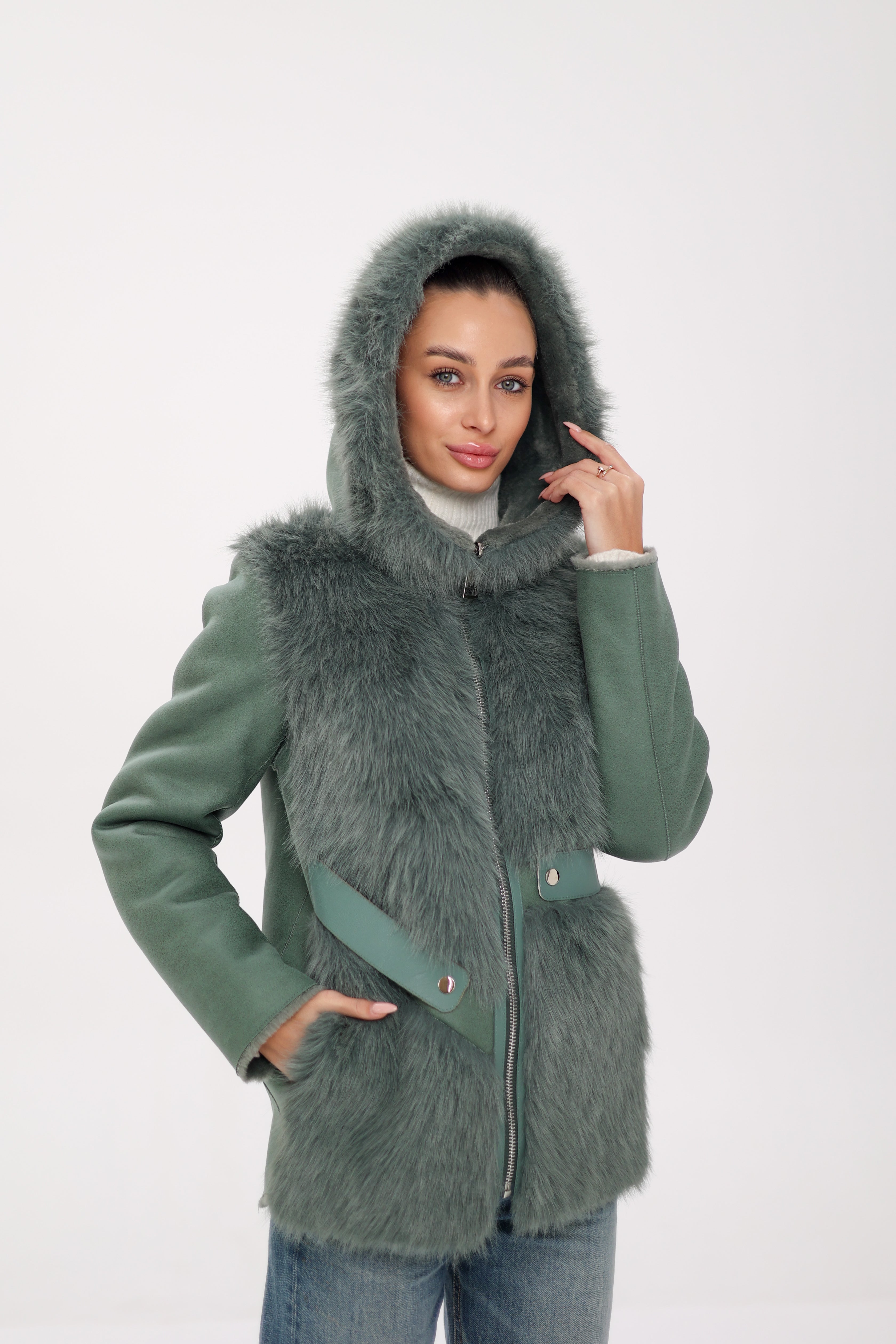 Reversible Hooded Wool Blend Jacket