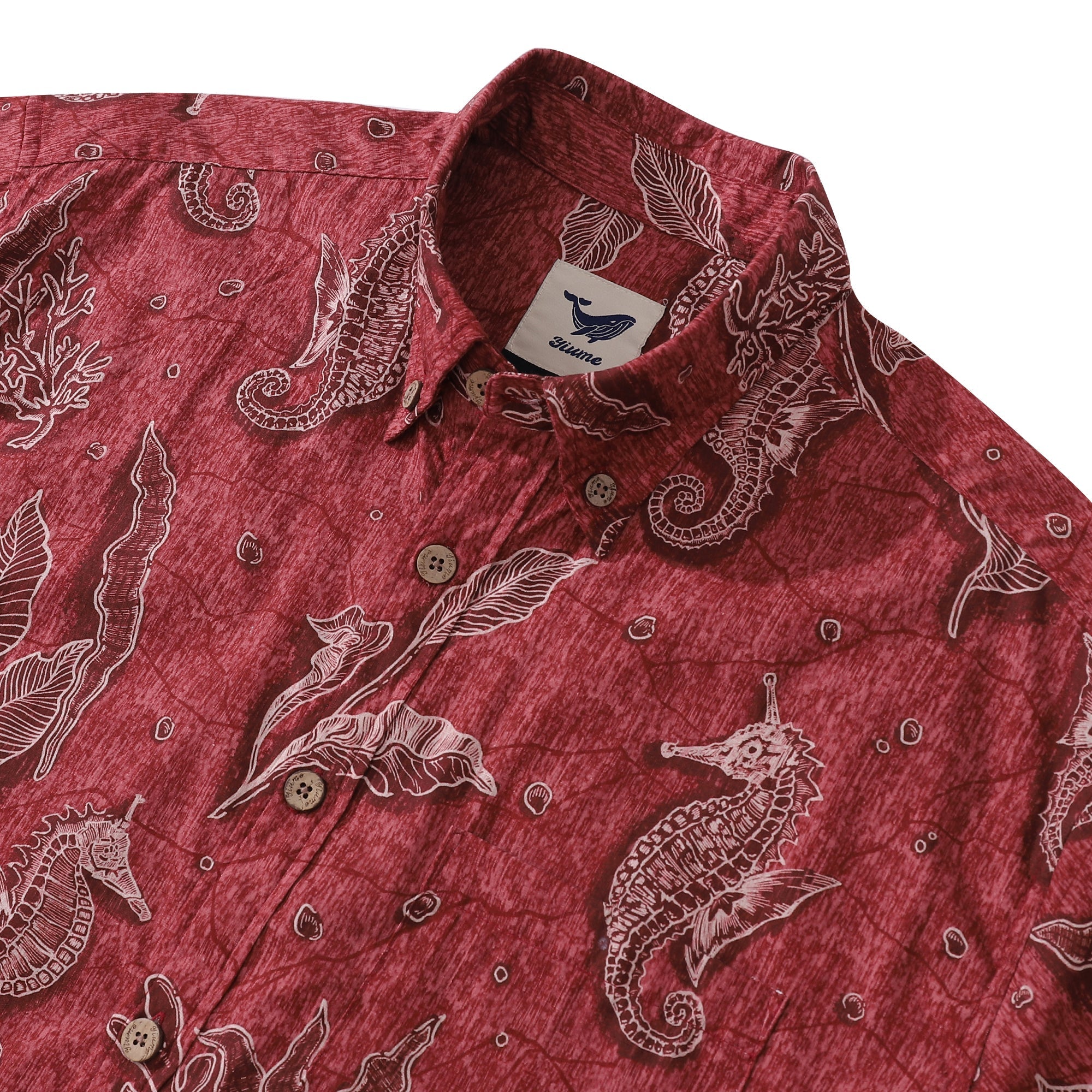 Red Hawaiian Shirt For Men | Seahorses